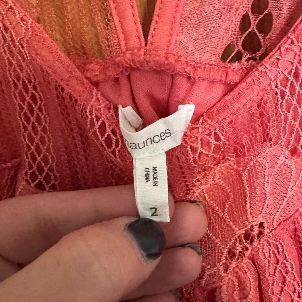 Maurices Vibrant Coral Lace Top